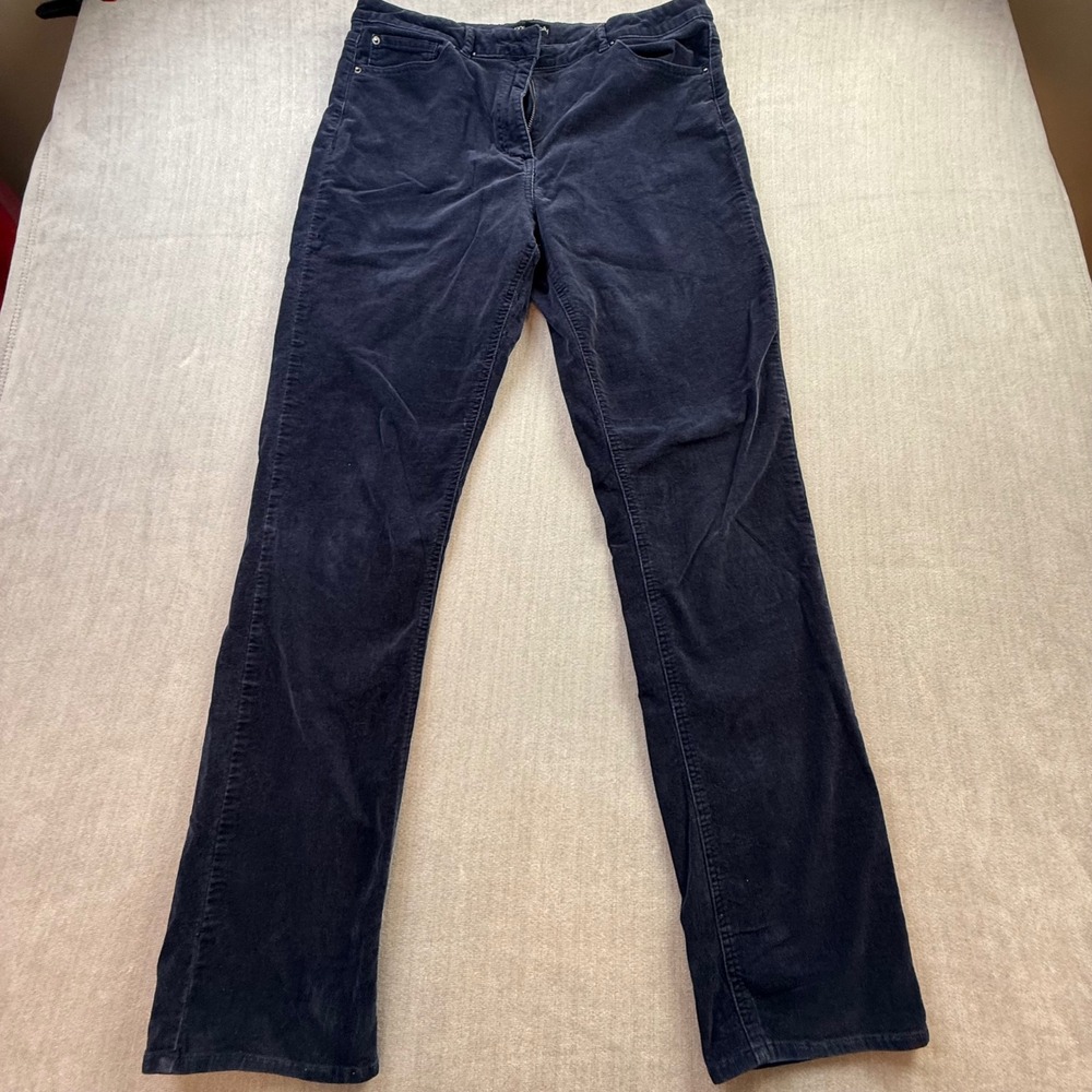 Long Tall Sally Navy Blue Corduroy Straight Pants Womens Size 14 Tall 34 Inseam